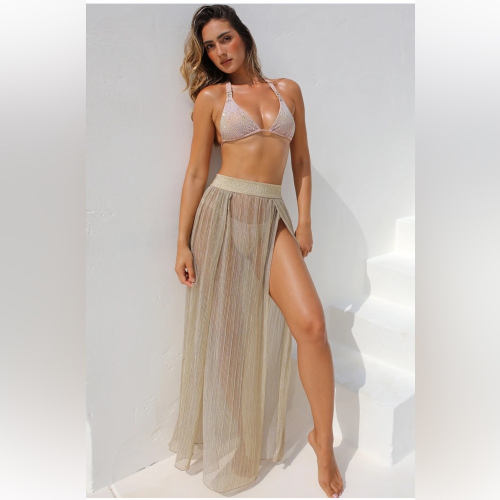 Dolcessa Luxury Goddess Key Skirt Divina Gold Black Size Medium NWT